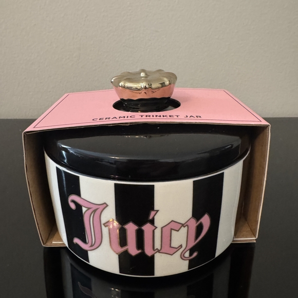 Juicy Couture Other - Juicy Couture Black and Pink Ceramic Trinket Jar